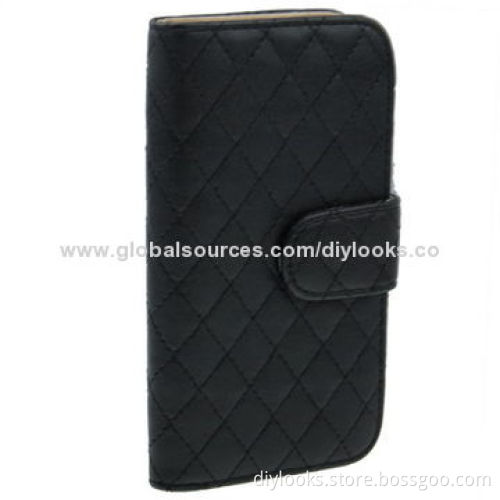 Soft Flip Leather Mobile Phone Cases for iPhone 5/5S with Credit Card Slots and Holder Function